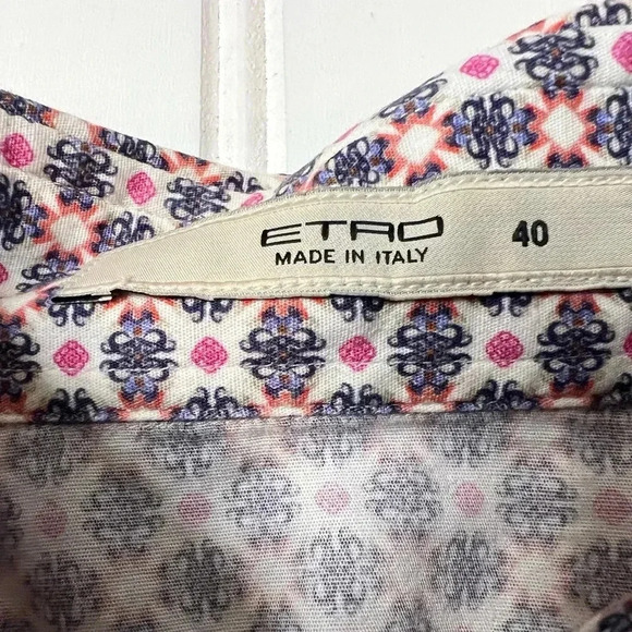 Etro Milano sz 40 Women’s  Button Down Front Printed Shirt Italy  Sz 4 128 - Picture 2 of 3
